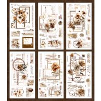 Scrapbooking Vintage virágos matricák - Barna, 6 darab