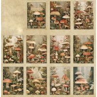 Scrapbooking papír díszcsomag - Gombák, 20 darab