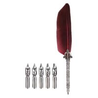 Kreatív scrapbook készlet hívó tollal és cserélhető hegyekkel - Piros Fonal