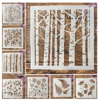 Scrapbooking sablonkészlet - Fa és levél minták, 8 darab