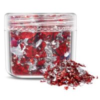 Scrapbooking dekoratív betétek fémből - Piros-ezüst, JB30