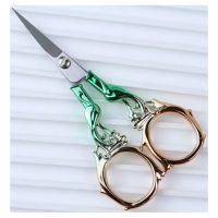 Scrapbooking fém ollók főnixszel - Zöld rózsaarannyal