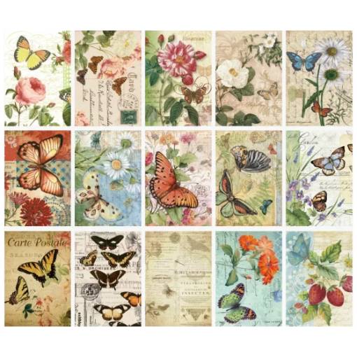Foto - Scrapbooking dekoratív papír decoupage-hoz - Lepkék, 30 lap