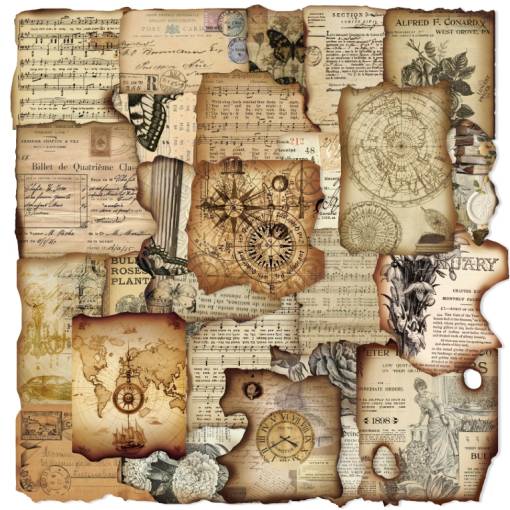 Foto - Scrapbooking matricák égett hatással - Tengeri, 50 darab