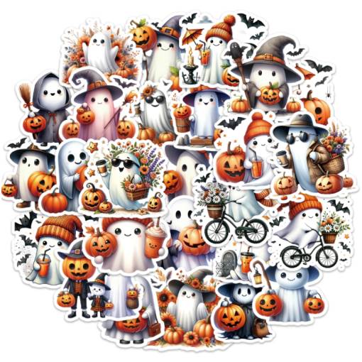 Foto - Scrapbooking matricák szellemekkel és halloween-napi témákkal - Halloween, 50 darab