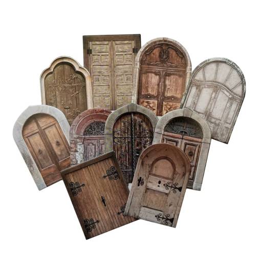 Foto - Scrapbooking dekoratív papírdoboz - Vintage ívelt ajtók, 10 darab
