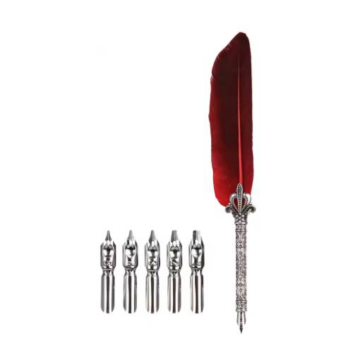 Foto - Kreatív scrapbook készlet hívó tollal és cserélhető hegyekkel - Piros