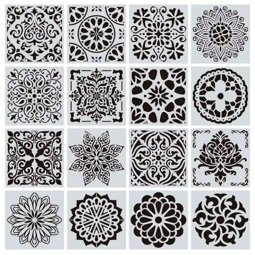 Foto - Scrapbooking sablonkészlet - Mandala minták, 16 darab