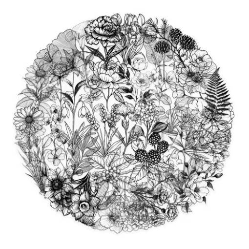 Foto - Scrapbooking matricák - Fekete-fehér virágok, 50 darab