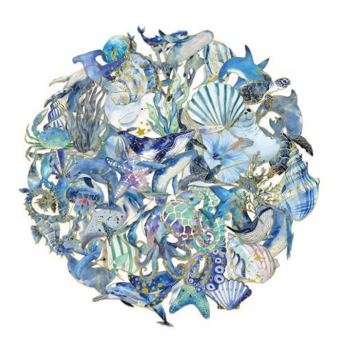 Foto - Scrapbooking matricák - Tengeri világ, 50 darab