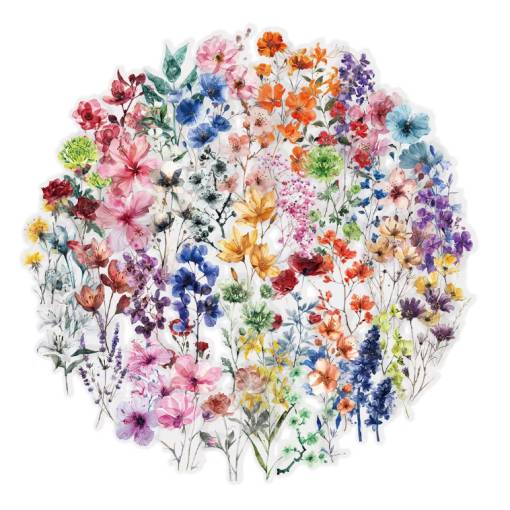 Foto - Scrapbooking matricák - Színes virágok, 50 darab