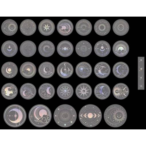 Foto - Scrapbooking matricák - Ezüst űr, 70 darab