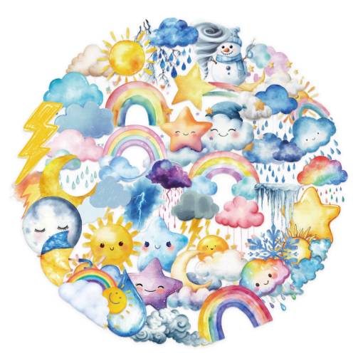 Foto - Scrapbooking matricák - Időjárás, 50 darab