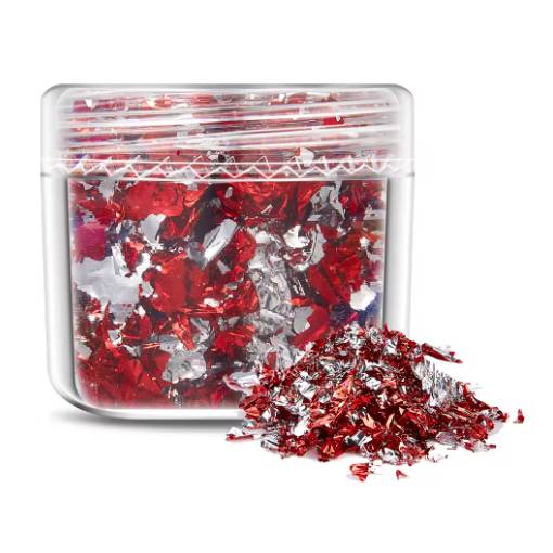 Foto - Scrapbooking dekoratív betétek fémből - Piros-ezüst, JB30